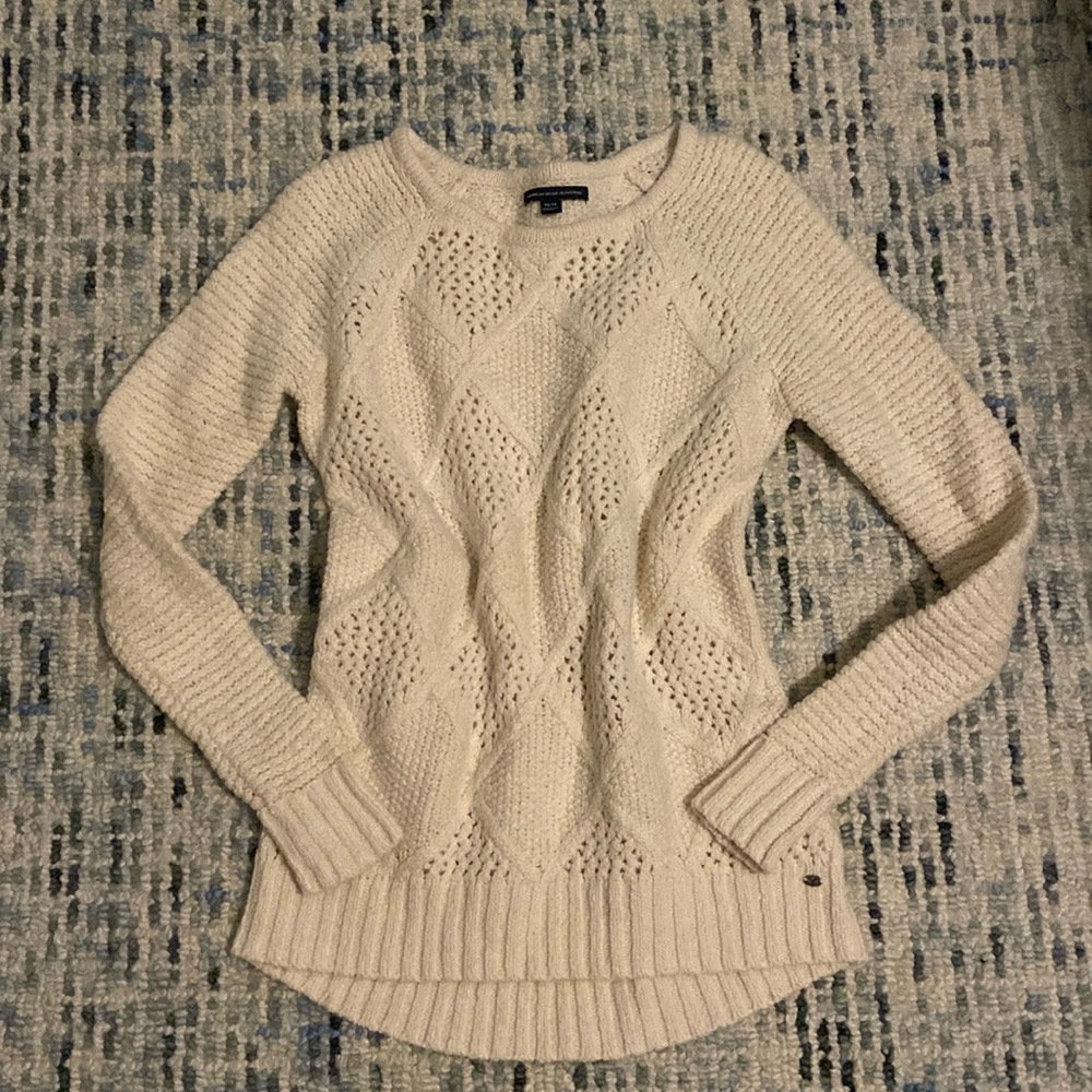 American Eagle outfitters Cotton knit White/Cream sweater
